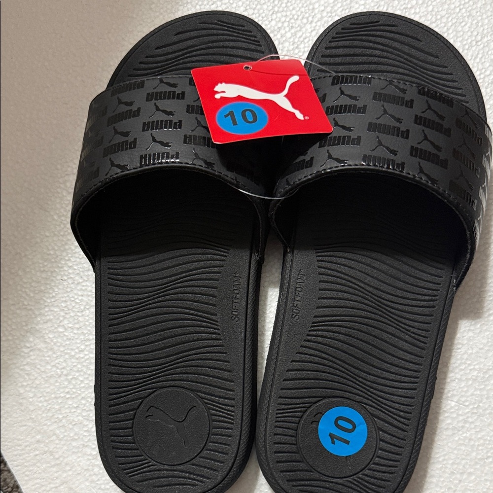 Puma Black Logo Slide Sandals